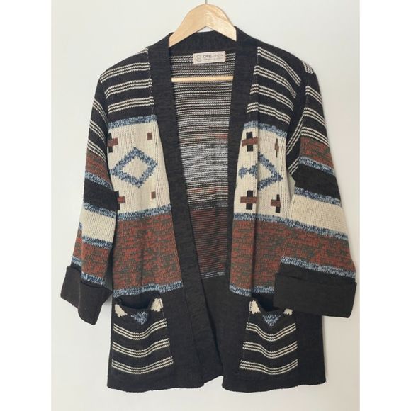 Deerskin Vintage Open Boho Neutral Sweater Cardigan Southwestern Size Medium G56 - Picture 1 of 10
